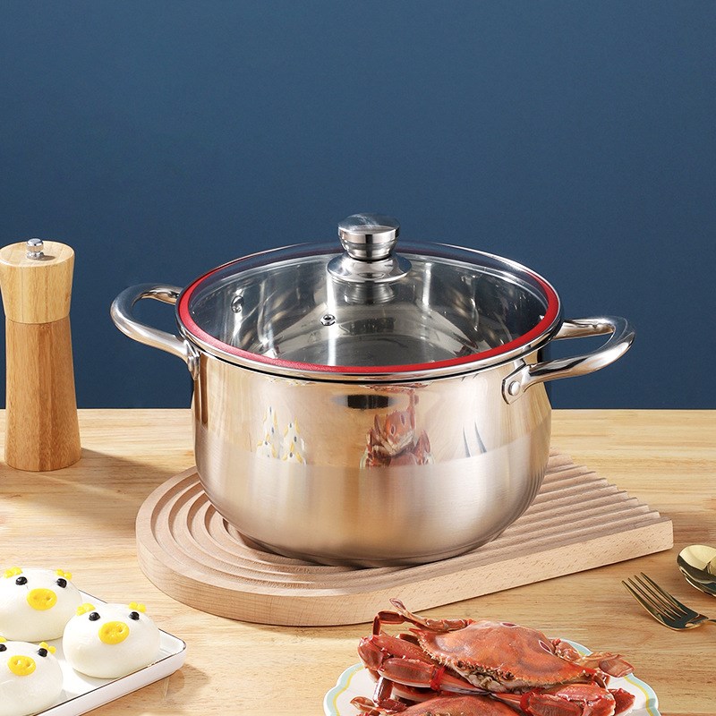 不锈钢蒸锅层家用电磁炉大容量加厚2cm复合钢汤锅礼品锅具