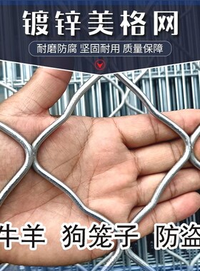 镀锌菱形美格网加粗铁丝网养殖安全防护围栏隔离网狗笼网片网格
