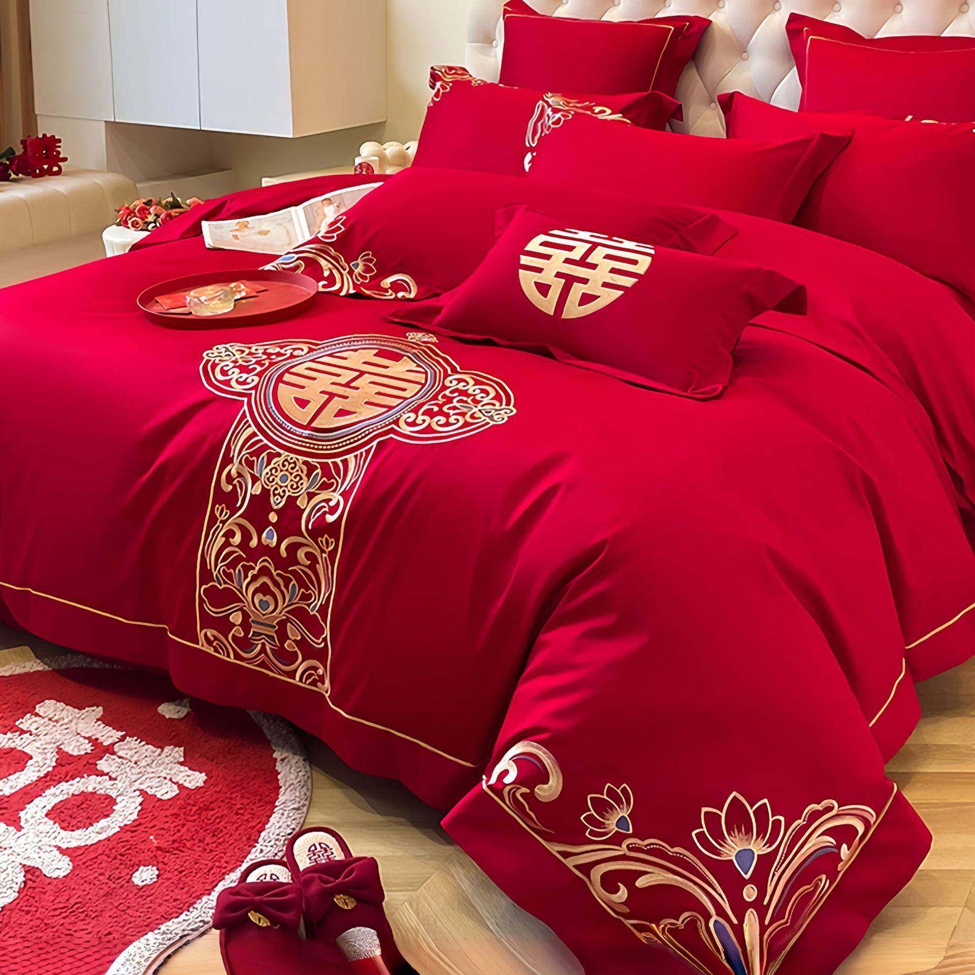A类母婴级全纯棉婚庆四件套大红色中式刺绣床单被套结婚床上用品,鲜花速递/花卉仿真/绿植园艺,割草机/草坪机,淘宝优惠券,粉丝福利购,淘宝优惠卷