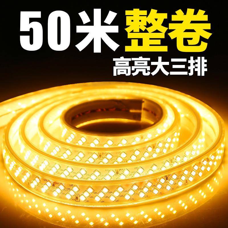 TRIAC户外工程防水超亮灯带霓虹led软灯条三色客厅家用吊顶220v线