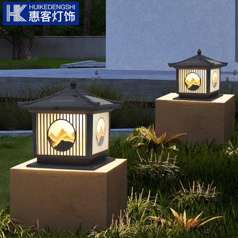 日照金山太阳能户外庭院柱头灯围墙灯别墅花园门口防水景观装饰灯