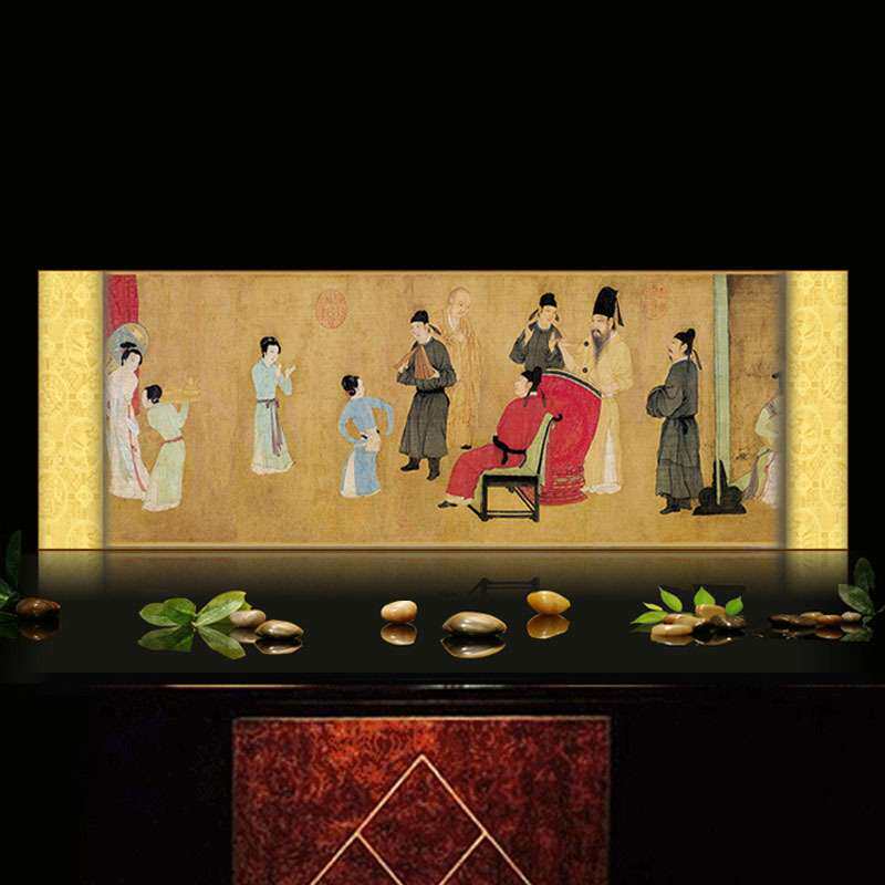 古代十大名画韩熙载夜宴图挂画装饰画全图丝绸画复制绢布喷绘手卷