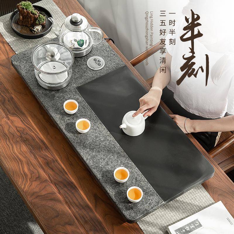 乌金石茶盘茶具套装全自动上水茶台烧水壶一体式带电磁炉家用茶海