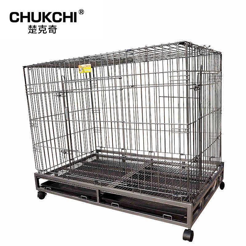 大型犬宠物方管笼可折叠大狗笼子/含轮子