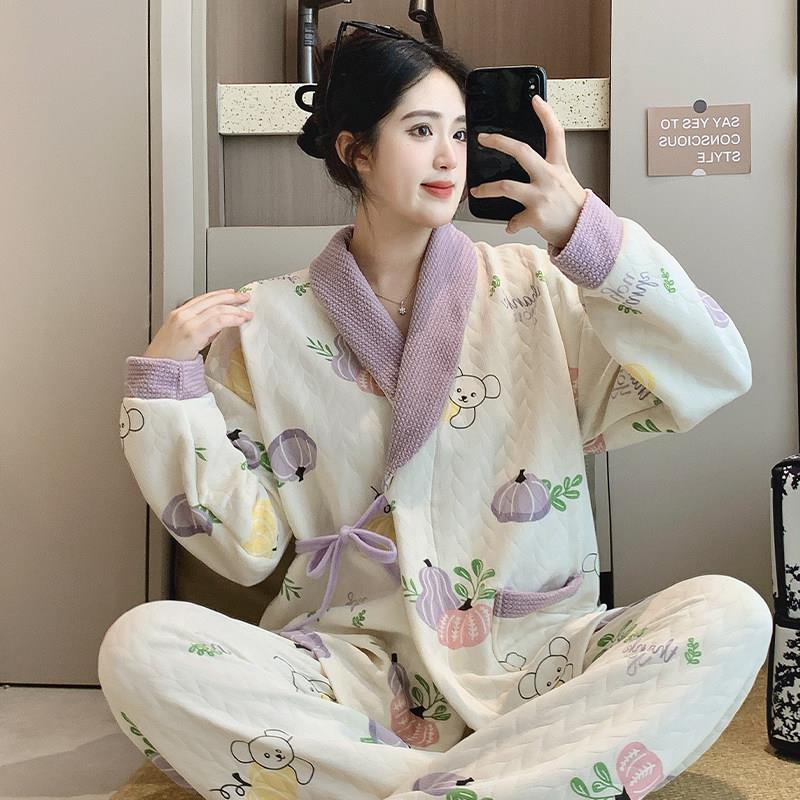 孕妇居家服套装高级感月子服孕期产后哺乳哺乳睡衣2025新款秋冬季
