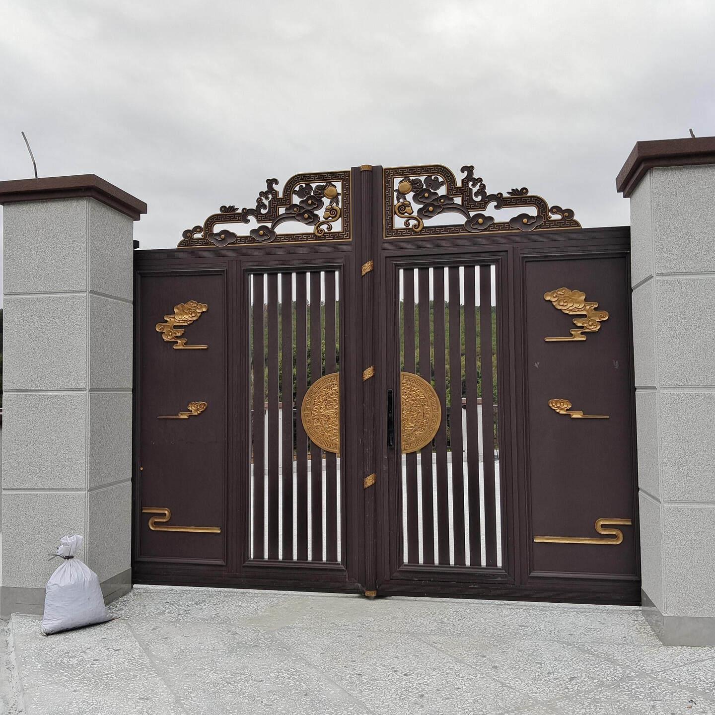 铝艺大门乡村庭院双门别墅电动入户门欧式铝合金农村自建房院门