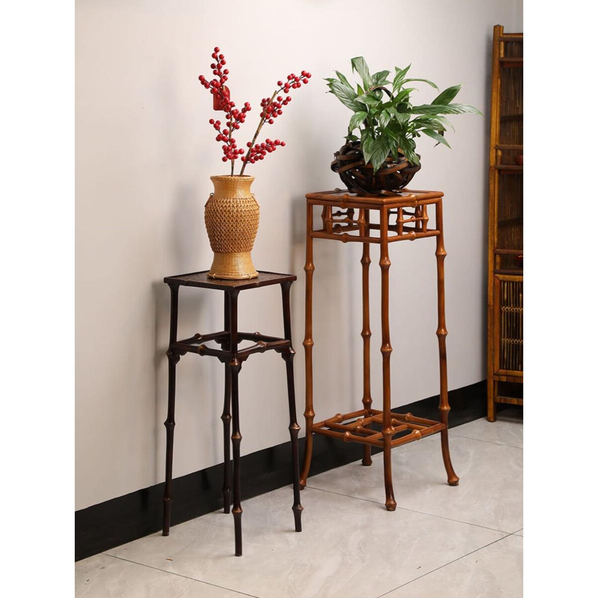 采购产品竹歌风格家具，新中国风客厅兰花架，花桌，手工榫卯竹客