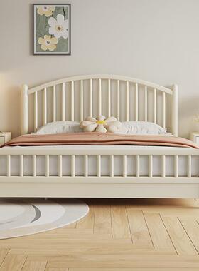 北欧白色全实木床奶油风家YF-108格1床.8米双人15主.卧公主竖琴床