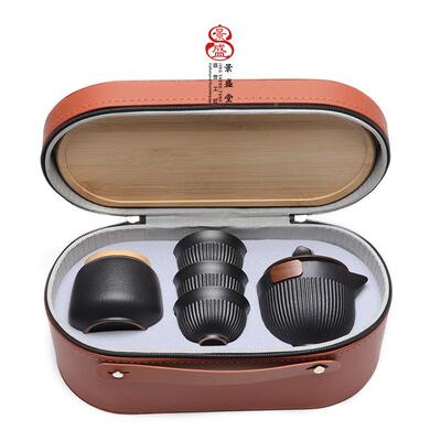 盛堂景粗陶旅行茶具套装陶瓷防15749烫携快客茶叶杯罐便式户外活