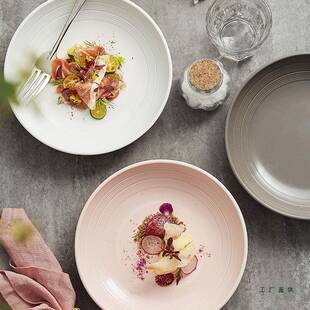 白色盘盘子碗家用ELL日盘式沙菜盘陶瓷汤感深盘餐具拉盘餐盘子