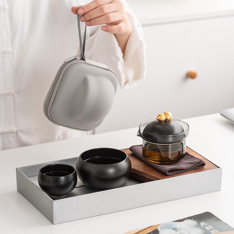 福禄葫芦快客杯 茶具便携式陶瓷旅行功夫随身泡茶器一壶两杯