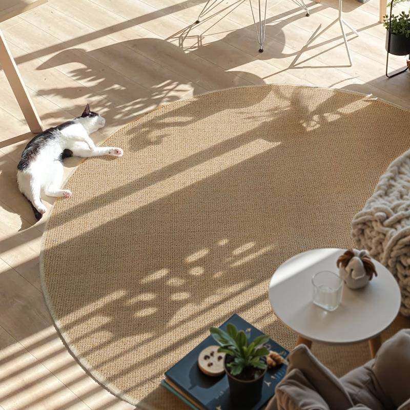 原木风剑麻机织大地毯客厅大面积茶几茶室家用卧室床边垫无胶地毯
