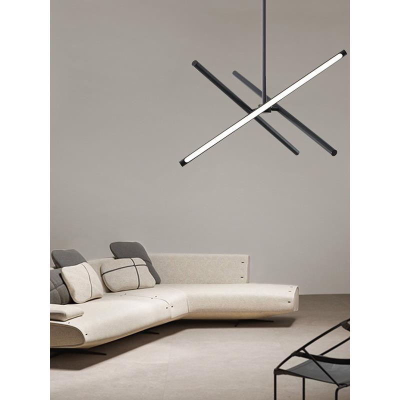 极简艺术客厅吊灯后现代设计师款创意黑色几何线条样板房餐厅灯具