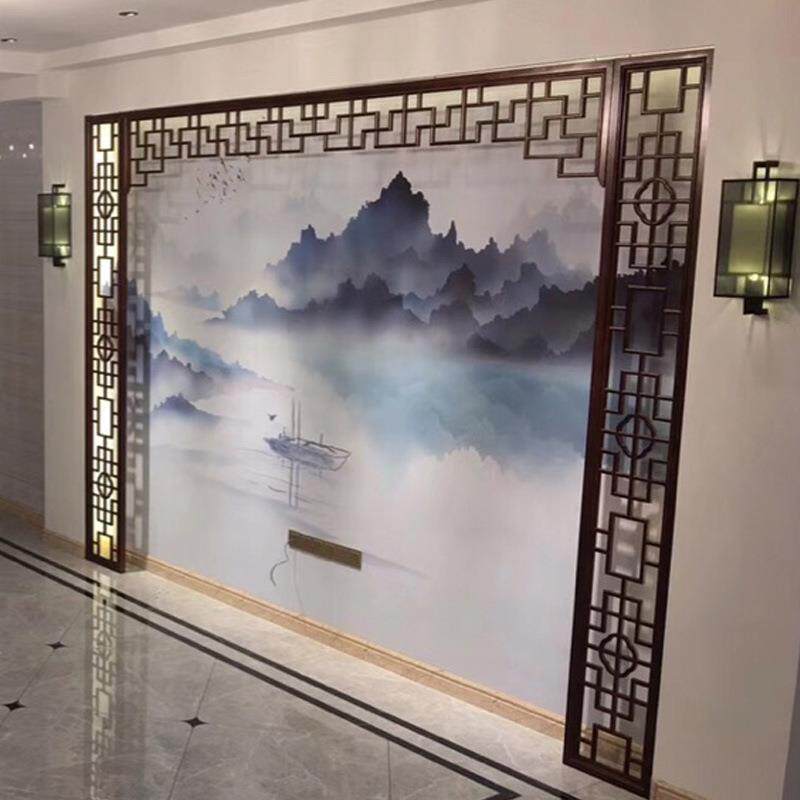 东阳木雕中式门实花木挂落 现代仿古头门楣雕装客厅花格饰麦柯咖