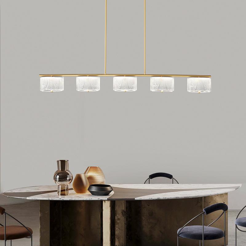 意式极简客厅圆形大吊灯全铜玻璃吧台长条餐厅灯现代设计师卧室灯