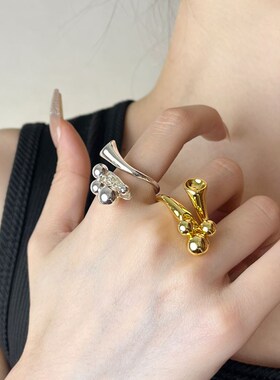 新中式国风简约金属果子瓶器开口戒指2024新款爆款轻奢高级感指环