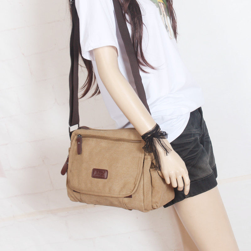 2021新款学院风单肩斜挎帆布包复古休闲男女通用中性包多口袋日韩