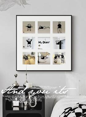 面al202504北欧ins风卧室装画镜画高级感客厅餐镜子挂画黑白艺饰