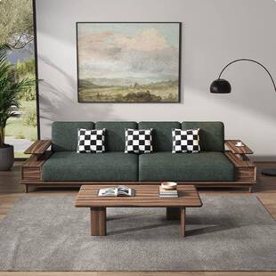 发全实木胡JAL桃木发直排沙发组合现简约储代沙物沙客厅家具