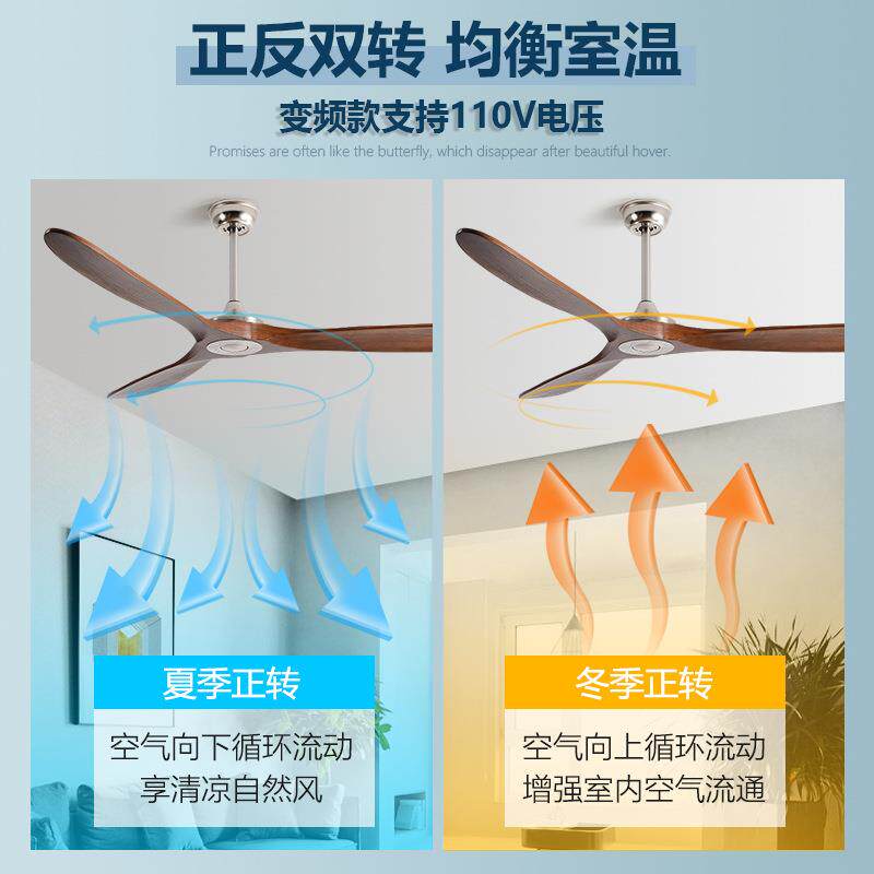 频北实木家用无灯吊扇客厅餐厅工欧业扇复47古电扇商用变静音风吊
