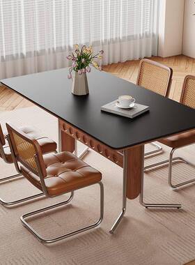 实木餐mxj63201桌现代简凳约岩板可餐桌长复方形实木奶油色收纳椅