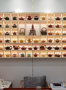 实9CCHY-02定制木子格架茶墙上置物架杯茶壶展示架创意多宝阁格子