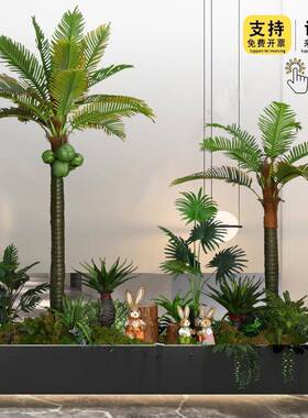 森系仿真绿植景观商场软装大假型树FZJG0948橱造景间盆栽楼梯植物