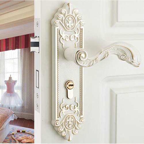 基亚锁业象牙白锌手合金欧式门门锁锁实木房间门室内锁卧室执JY01