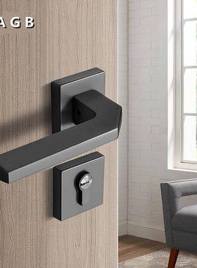 AGB黑灰色磁吸门锁752室内卧室房门锁间木门锁极简家静音分用房B