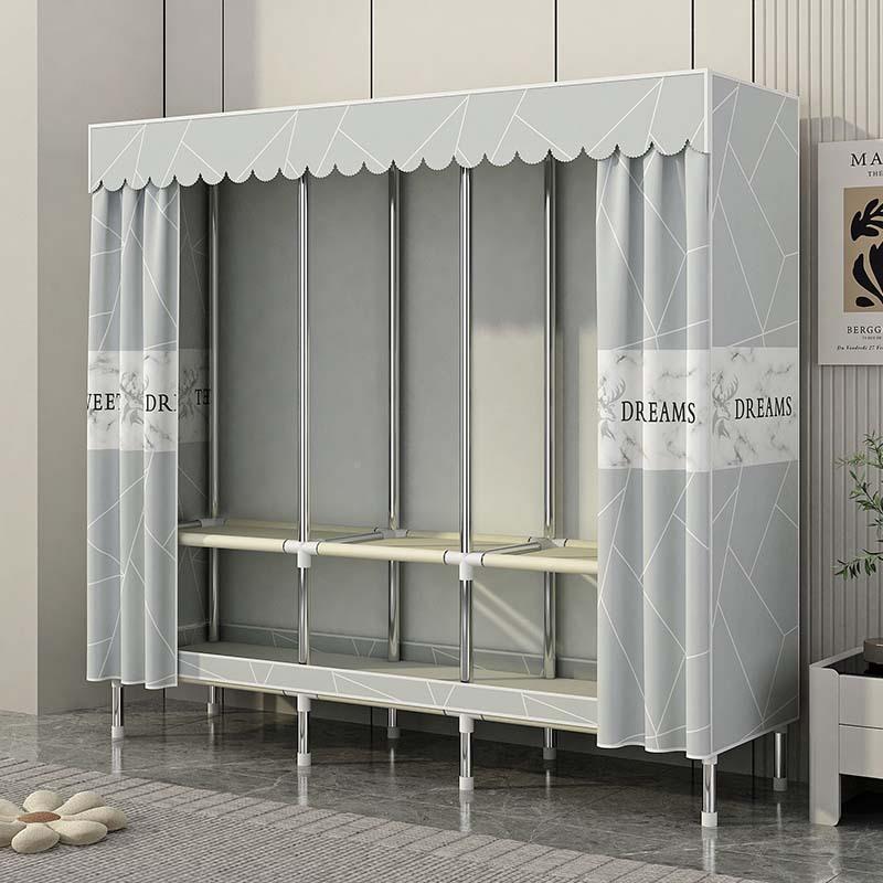 202TB5衣新款钢管衣柜简易柜组装衣橱家用布卧室收纳出租房单柜人