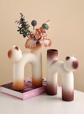 关贝汉美创意法陶瓷花瓶摆客件厅式插花家居餐桌玄桌面BPK奶油风