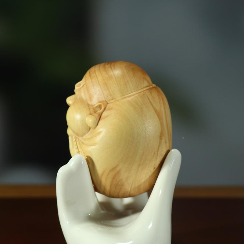 黄杨木雕家饰茶宠居WQX摆件把件装木手质雕刻工艺品人物禅衣达摩