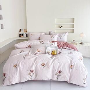 简约小清新全棉四件套纯棉a类母婴级床单被套床上用品南通市家纺