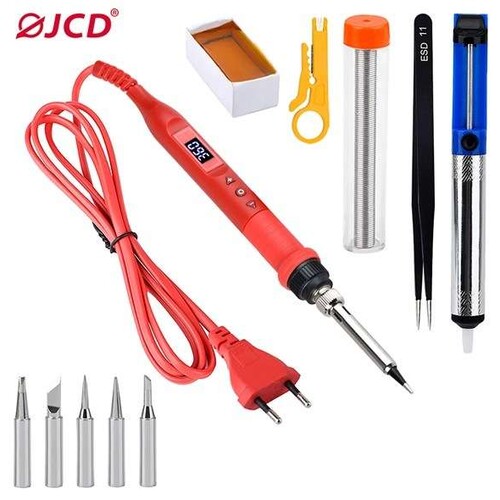 908U数显可调温电烙铁80W家用焊接维修工具套装 220V/110V吸锡器