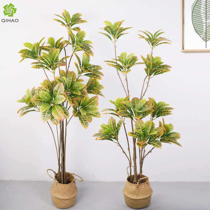 大型仿真植物变色木 手感叶酒店装饰盆景摆件 仿真绿植洒金榕造景