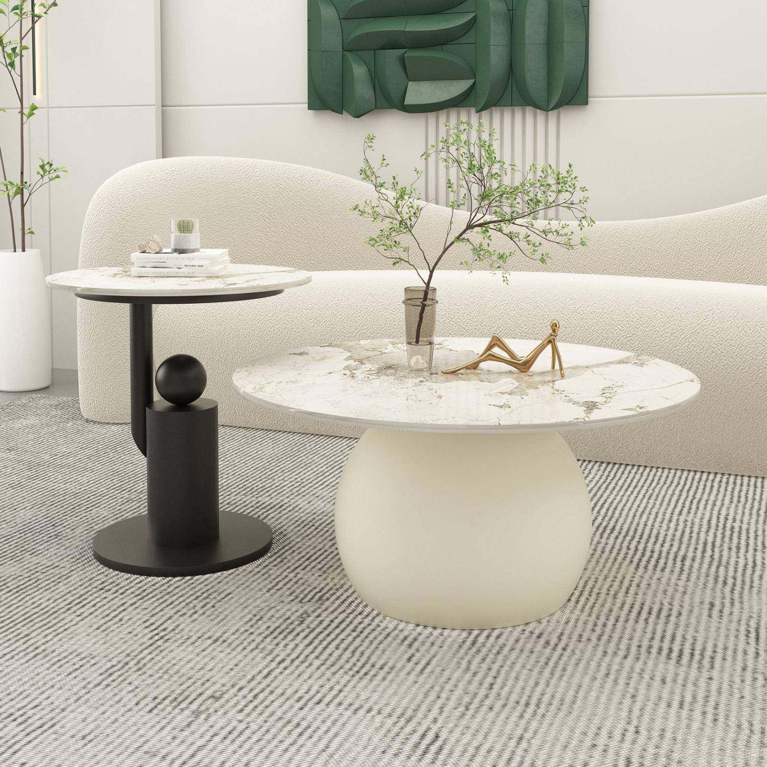 简约圆形茶几意式轻奢现代岩板小户型客厅家用奶油风大小茶桌组合,电子元器件市场,其它元器件,淘宝优惠券,粉丝福利购,淘宝优惠卷