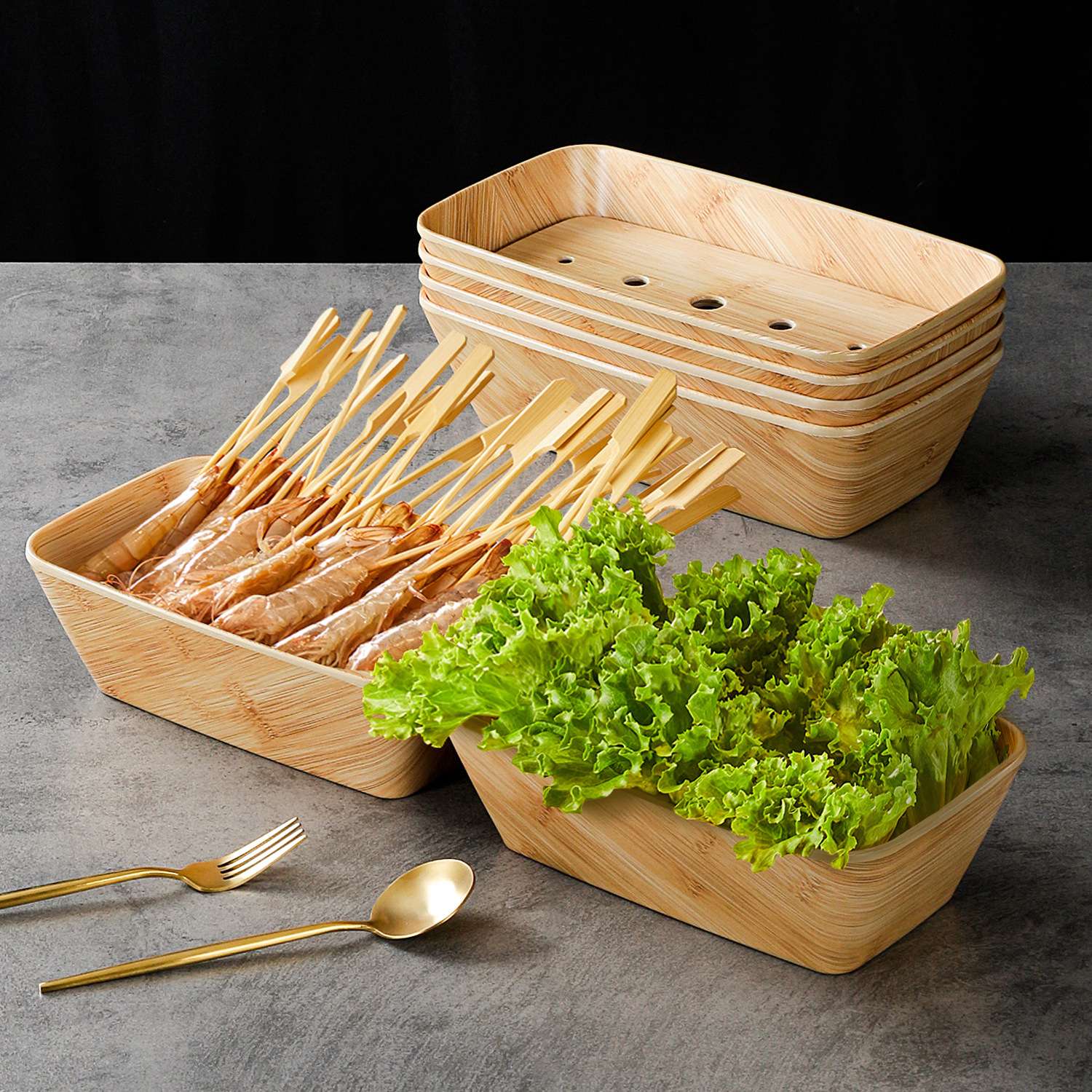 密胺餐具旋转小火锅菜盘竹纹干冰盘仿瓷餐盘商用麻辣烫冷串串专用