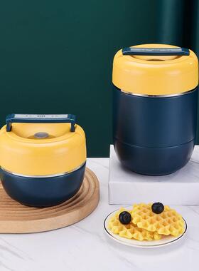 30空4QNG不钢真双层温饭盒上班族保女生学生2层圆形保温桶便当锈