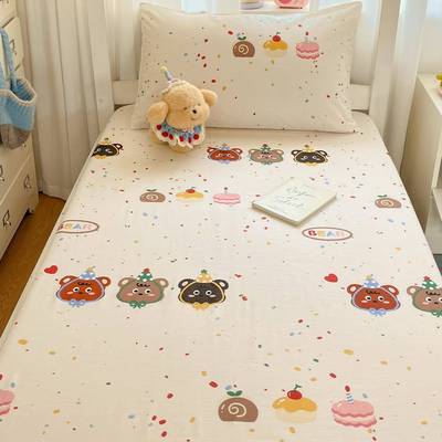 宿舍专用纯棉儿床笠单LMP件全罩棉童床学9生单人床垫套90x10薄褥