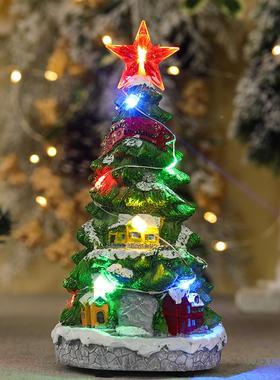 树圣诞节装饰脂亮树灯诞老人房50302子圣圣诞礼物雪人场景布置摆