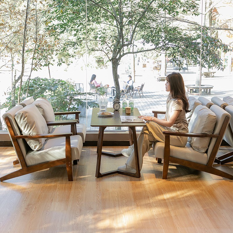 咖啡厅洽谈桌椅组合奶茶店酒吧桌椅E小吃店西餐厅吧台双人卡座沙