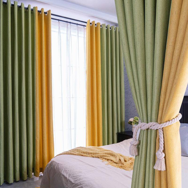 成品窗房帘简约现窗代遮光281隔热窗卧室窗帘拼色窗帘帘出租特价