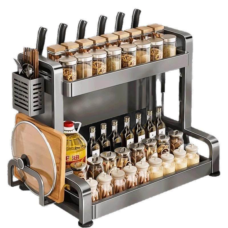 厨不锈纳BW202330钢调料置物架家用台面多功能放品调味瓶罐油盐酱