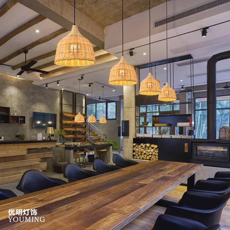 日式藤艺吊饭店餐BYG-173个性火锅店田园竹编吊灯灯东意南亚创厅