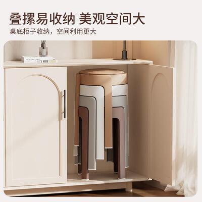 奶油风塑料餐家用软包凳子现代简约风车0518椅圆厅凳餐书椅房子可