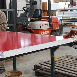 粤598粤家企口车间泡沫夹芯板彩钢夹顺保温板工心程泡厂沫夹芯板