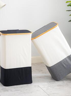 日式家用大号脏CEJ津衣篓牛布盖折叠带脏衣篮脏纳衣服收筐防水洗