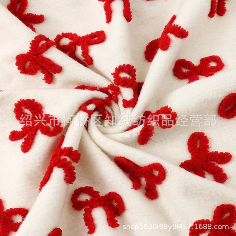 吹风提花蝴蝶结绒布花束包装反抱枕HTI毛家毛绒服毯装具提花绒布