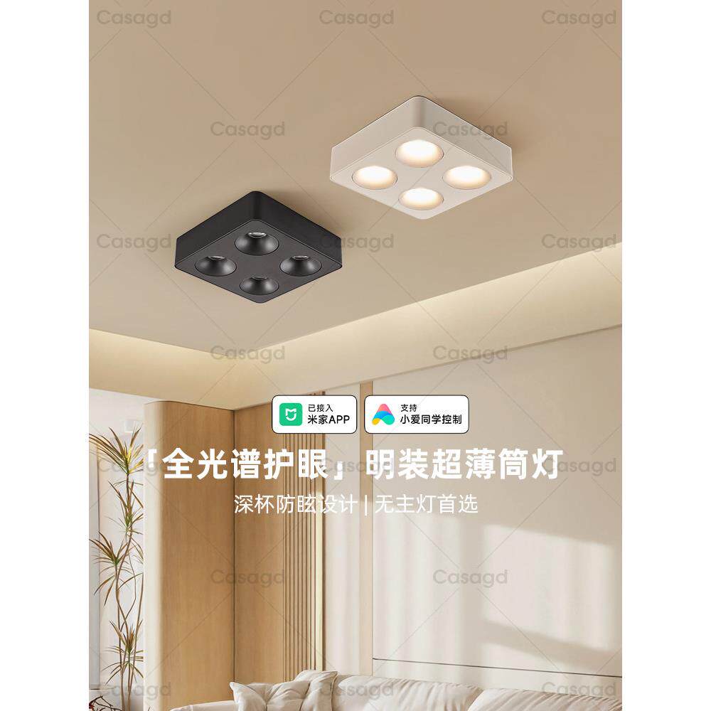 表面贴装超薄全光谱客厅和卧室护眼聚光灯无主灯深杯防眩光天花板