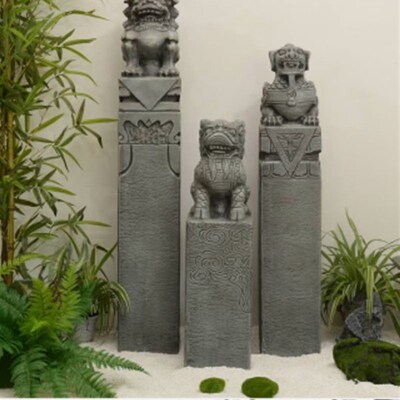 雪浪泰山石切片组合造景假山景石灯拴马桩庭院枯山水景观装饰摆件